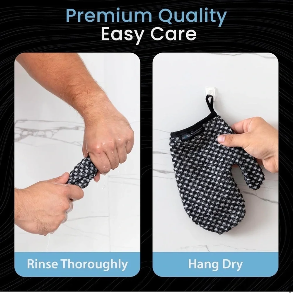 Japanese Exfoliating Mitt, Shower Charcoal Gentle Or Deep Cleansing Exfoliate‌